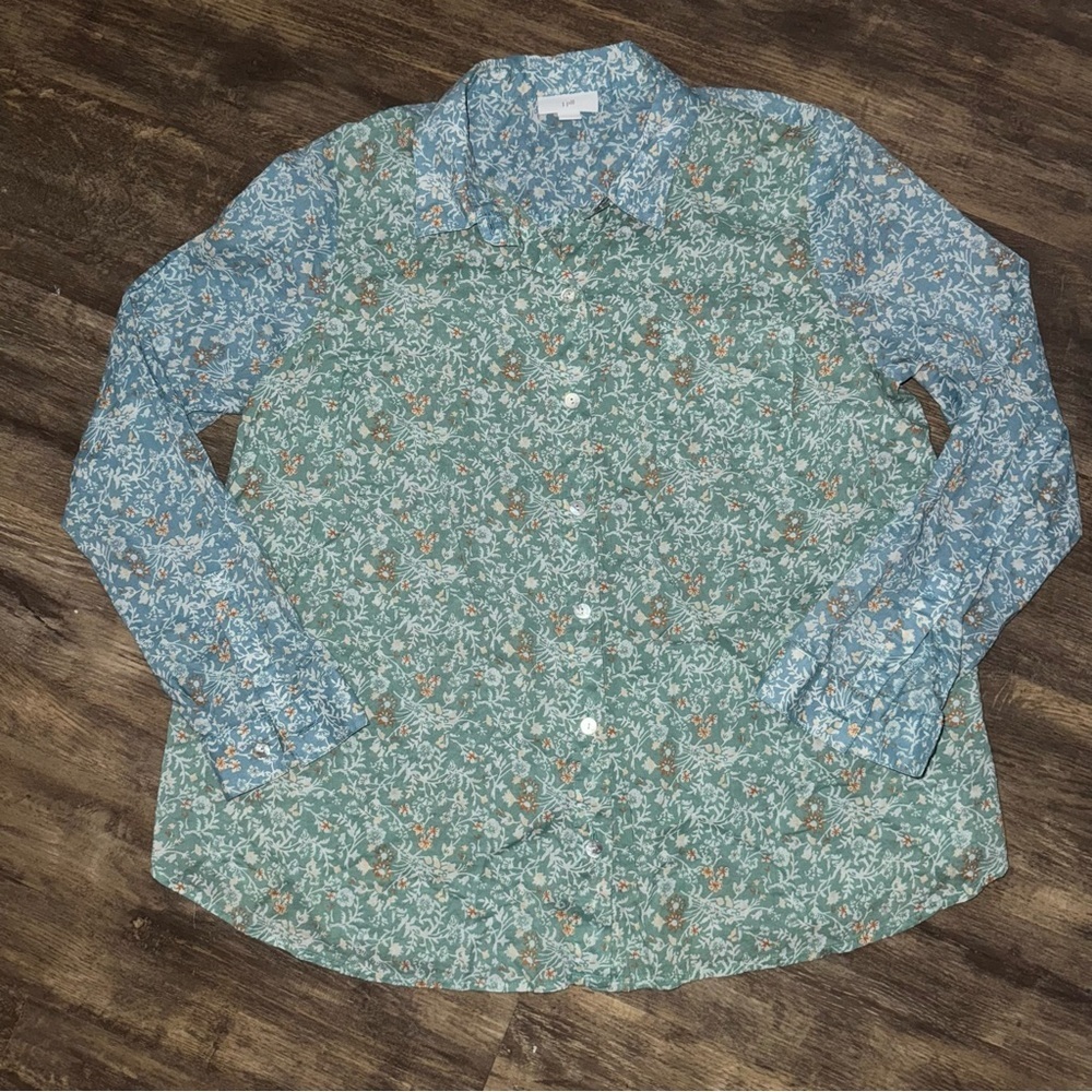J. Jill Blue and Green Floral Blouse - Picture 3 of 9